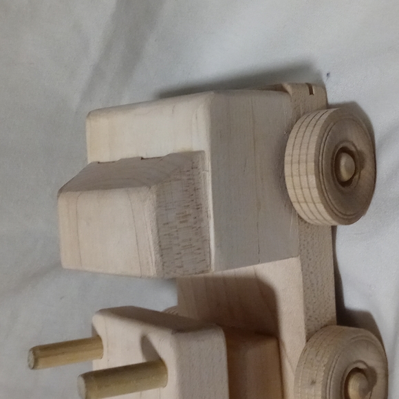 AVAILABLE-Handmade wooden Semi with trailer. 3.5" tall x 12" tall with trailer. - Picture 3 of 6